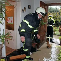 Na Goriškem obilne padavine, voda zalila  nekaj hiš (foto in video)