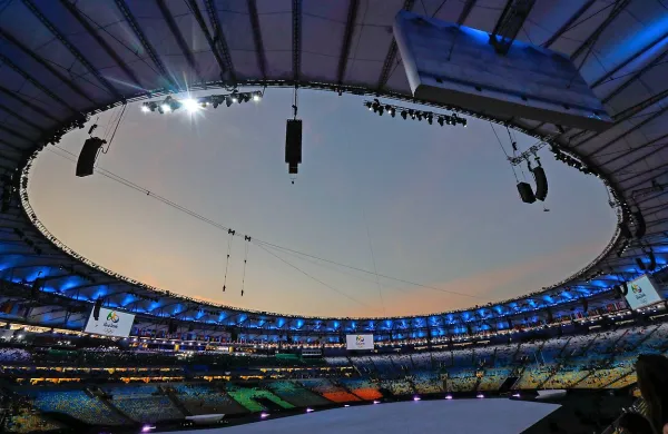 Olimpijski stadion Maracana nekaj ur pred otvoritvijo olimpijskih iger.