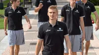Luka Rupnik (v ospredju) na predstavitvi ekipe pred evropskim prvenstvom leta 2015. V 
reprezentanci je od košarkarjev na fotografiji zdaj samo on.