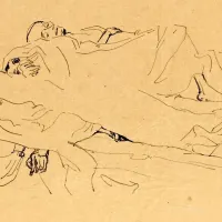 Ena od 23  Mušičevih risb, ki so bile dolga  desetletja  
spravljene v mapi z napisom Disegni campo Dachau.   