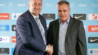 Predsednik NZS Radenko Mijatović (levo) in novi selektor 
članske reprezentance Tomaž Kavčič.