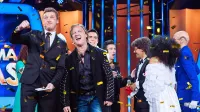 Luka Sešek (desno ob Denisu Avdiću) je bil nad zmago s 
pesmijo Hold Me Now Johnnyja Logana  presenečen.