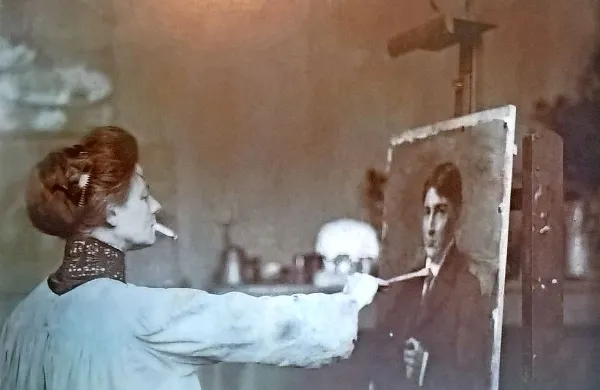 Ivana Kobilca v ateljeju leta 1912 