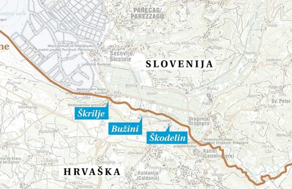 Nova državna meja med Slovenijo in Hrvaško je nekaj 
zaselkov na levem bregu Dragonje pustila na hrvaški strani.