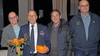 Osebnost Primorske 2017 Benjamin Ličer v družbi kolegov iz Obalnega letalskega centra (z leve): Claudio Del Giusto, Ivan 
Grzetič in Amedeo Žigon