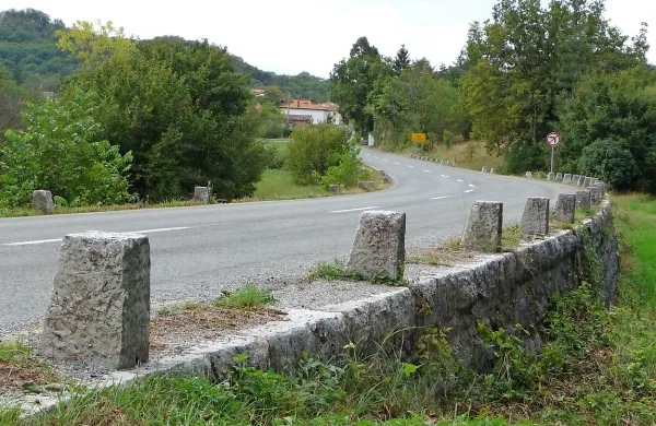 Cesta skozi Dol pri Vogljah je ena redkih, ki še ima kamnito škarpo
in “obrobo” iz obcestnih kamnov.