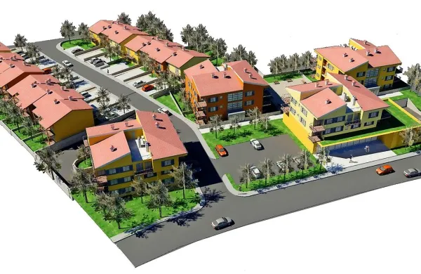 Simulacija načrtovane in nikoli uresničene novogradnje v Šmarjah.
