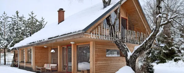 Prepletena in objeta - hiša in drevo.