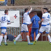 Takole se je Jan Palčič s Tomažem Rodico (levo) in Jurijem Požrlom (desno) veselil svojega zadetka 
za 1:0.