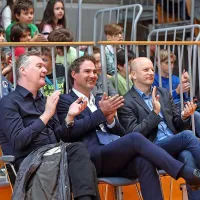 Anton Baloh, ravnatelj OŠ Koper (z leve), David Runco, direktor 
Osrednje knjižnice Srečka Vilharja Koper in Timotej Pirjevec, vodja 
oddelka za družbene dejavnosti in razvoj Mestne občine Koper