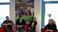 Slovensko praizvedbo italijanske drame so predstavili (z leve) umetniški vodja SNG Nova Gorica Marko Bratuš, dramaturg iz koprskega 
teatra Miha Trefalt, režiserka Nenni Delmestre in direktorica Gledališča Koper Katja Pegan. 