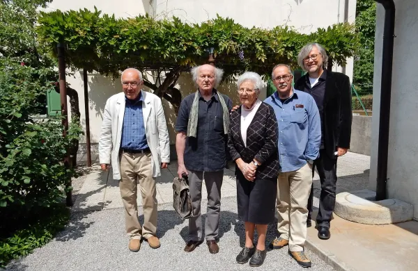 Pri filmu o Karmeli Kosovel sodelujejo (z leve) Aleš Berger, Ludwig Hartinger, Dragica Sosič, Marko Sosič in Marijan Rupert. 