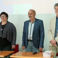  V Ljubljani so danes muzeje zastopali (z leve) Aleksandra Berberih 
Slana, Flavio Bonin in Miha Mlinar. 