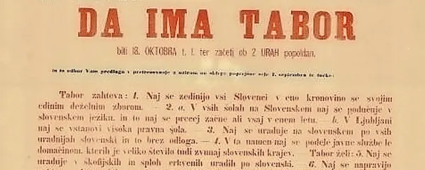 Plakat, ki je vabil na veliki šempaski tabor, tretji v Sloveniji in prvi 
na Primorskem.