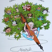 Naslovnico Mančkarade krasi ilustracija, na kateri se je Manček upodobil v družbi svojih junakov: tu 
so Pedenjped, Mojca Pokrajculja, Cufek, Peter Nos, Hribci, Peter Klepec, Leo, Modri medvedek ...  