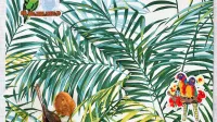 Bombažni pogrinjek in prtički iz kolekcije Palm, oblikovanje Milou 
Milano