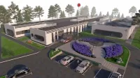 Novogradnja in nadomestna gradnja bosta imela skupni glavni 
vhod, vzdolžni atrij pa bo zdravstveni dom ločil na zahodno novo 
krilo in vzhodni nadomestni krili.