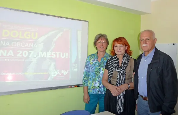 Županska kandidatka gibanja Skupaj bo Olga Franca, na 
fotografiji  med Boženo Ambrozius in Edmondom Gašparjem.