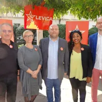 Koprska Levica na letošnjih volitvah (z leve) - Pavle Plahutnik, 
Maja Tašner Vatovec, Alan Medveš, Clio Diabate in Matej Tašner 
Vatovec.
