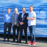 Koprski podžupan Peter Bolčič, Dejan Valentinčič, sekretar z urada 
za Slovence po zamejstvu in po svetu, David Runco in Boris 
Popovič.