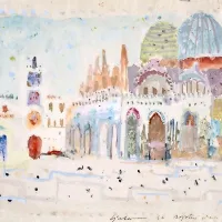 Zoran Mušič: Trg svetega Marka, 1948, akvarel, papir