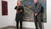 Slike, ki jih povezuje tema strahu, sta na otvoritvi predstavila Valentina Agostini Pregelj in kustos Dejan Mehmedovič. 