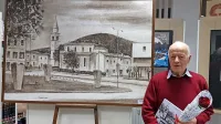 Marijan Miklavec je  knjigo Ponos Krasa predstavil v Kosovelovi 
knjižnici. Navdih za slike v  tehniki z zemljo je  dobil  pri domorodcih 
v Avstraliji, saj je želel pri  slikah uporabiti kraški material.

