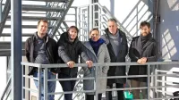 Andrej Peršolja, Marko Fornazarič, Ursula Lavrenčič, Auke Touwslager in Jernej Baša (z leve) so skupaj razvili aplikacijo Kobi.