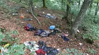 Takšne fotografije v zadnjem obdobju nastajajo v gozdovih na 
Bistriškem, ki jih  prečkajo migranti. 