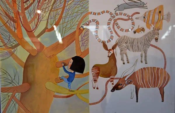 Ilustracija sliši glasbo in besedilo