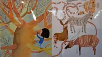 Ilustracija sliši glasbo in besedilo