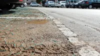 Namesto trave je pod avtomobili blato, ki prekriva  polomljene  
plastične rešetke.  Na občini rešitev vidijo v betonu. 