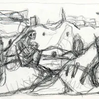 Umetnik  je rad upodabljal Istro;  tako je leta 1997  narisal  vas Padna (svinčnik na papir, zasebna last). 