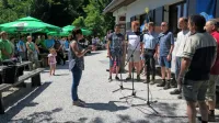 Idrijski oktet in Oj, Triglav moj dom za uvod v slavje 115. obletnice 
PD Idrija. 