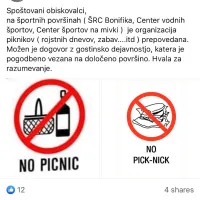 Obvestilo, ki  ga je javni zavod za šport objavil na svoji facebook 
strani, je marsikoga presenetilo. 