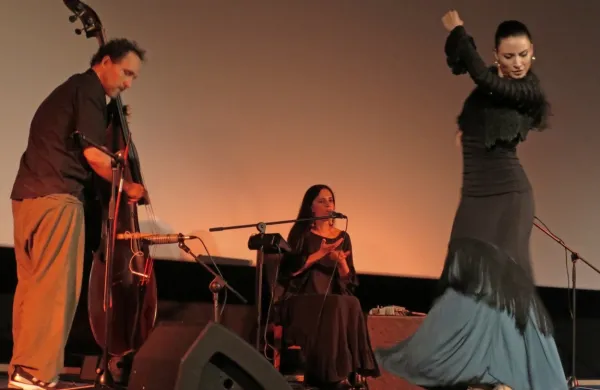 Plesalka flamenka Urška Centa, vokalistka Katja Šulc in kontrabasist Robert Jukič, so navdušili s predstavo Lorca, ti in jaz. 