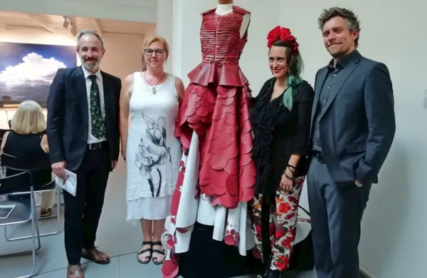 Festival La Milanesiana je podprl skupno kandidaturo Go! 2025 (z leve):  Stefano Ceretta (občina 
Gorica), Neda Rusjan Bric, Mateja Benedetti, Gorazd Božič (Mestna občina Nova Gorica). 

