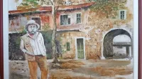 Tako je Marijan Miklavec upodobil Jadrana Sterleta pred staro 
mitnico v Dutovljah, ki je od lani ni več.

  