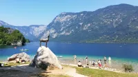 Bohinjsko jezero nudi v teh vročih poletnih dneh prijetno osvežitev v objemu gora.