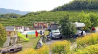 V kampu Saksida, obkroženim z vinogradi, je prostora za 20 
avtodomov in 20 šotorov. Gostom nudijo tudi pet mobilni hišk, 
fitnes na prostem in bazen.