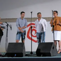 Z leve: voditeljica in novinarka Radia Koper-Capodistria Nataša 
Benčič, režiser dokumentarca  Peter Leban, snemalec Jaka Kodarin in avtorica Claudia Raspolič