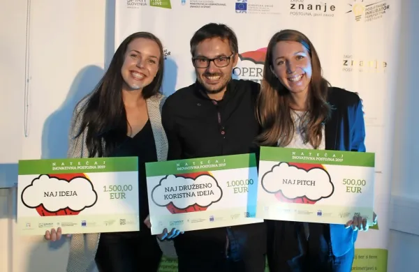 Zmagovalci natečaja Inovativna Postojna 2019 (z leve): Tina 
Hrabar, Nenad Arizanović in Tjaša Savković.
