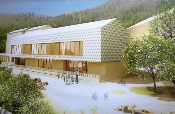 Bodoči otroški vrtec v Spodnji Idriji, le zunanje plošče bodo 
sive. 