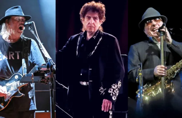 Bob Dylan (v sredini, lani v Jesolu) je še zmeraj na Neskončni 
turneji,  Neil Young (levo, leta 2016 v Piazzoli sul Brenta) bo jutri 
izdal svoj 39., Van Morrison (desno, leta 2015 v Brescii) pa že 41. 
studijski album.