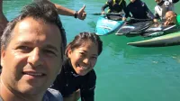 Dejan Testen (levo) z japonsko reprezentanco na Mostu na Soči.