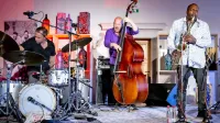 Festival je veličastno sklenil ameriško-norveški trio (z leve):  Paal Nilssen-Love,   Ingebrigt Haker Flaten in David Murray. 