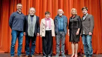 Postojnske premiere so se udeležili ustvarjalci in sodelujoči pri 
filmu Voda in njena moč  (z leve) Danijel Cek, Aleksander Kušlan in  
Milojka Primc ter pri filmu Naravna dediščina ob Veliki vodi Daniel 
Rojšek, Alenka Furlan Čadež in Manuel Tomšič. 