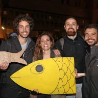 Prve štiri sardine iz Bologne so Mattia Sartori, Giulia Trappoloni, 
Roberto Morotti and Andrea Gerreffo (z leve).
