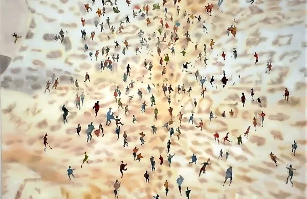 Maruša Šuštar: Razobličenje humanega, 2019, olje, platno,  
200x170 cm