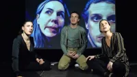 Igralci in soustvarjalci (z leve): Medea Novak, Tilen Kožamelj (k. g.) in Maja Poljanec Novak
